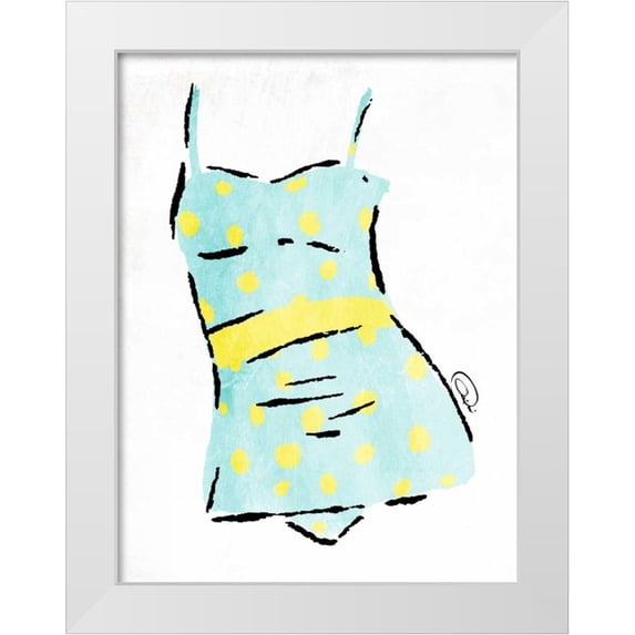 OnRei 15x18 White Modern Wood Framed Museum Art Print Titled - Vintage Swimsuit Pastel 2