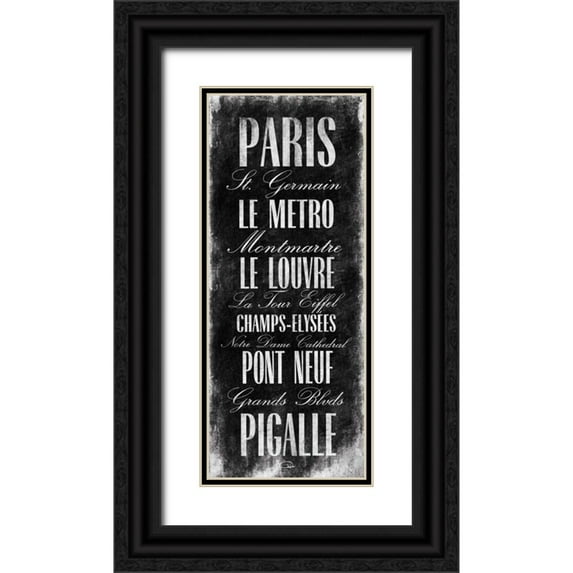 OnRei 15x32 Black Ornate Wood Framed with Double Matting Museum Art Print Titled - Paris