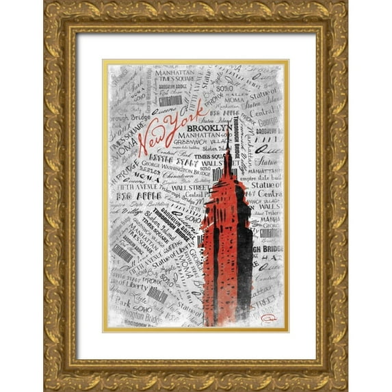 OnRei 17x24 Gold Ornate Wood Framed with Double Matting Museum Art Print Titled - Empire A