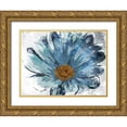 thumbnail image 1 of OnRei 18x15 Gold Ornate Wood Framed with Double Matting Museum Art Print Titled - Sketched Blue Flower, 1 of 4
