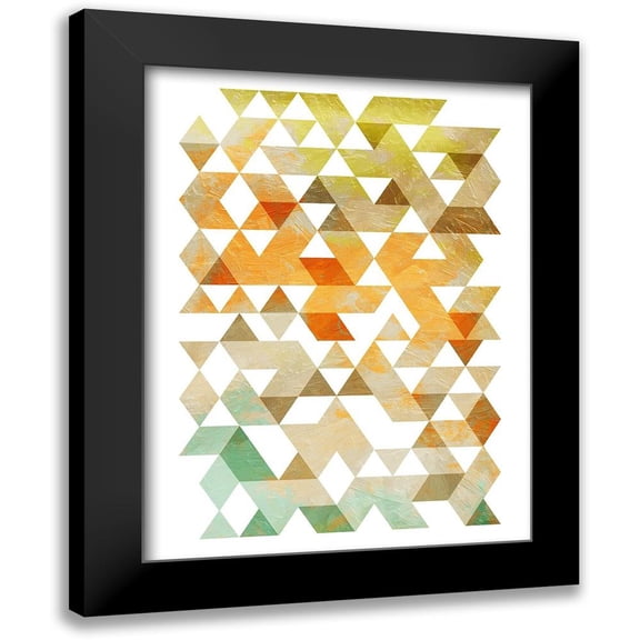 OnRei 19x24 Black Modern Framed Museum Art Print Titled - Soft Earth Triangles