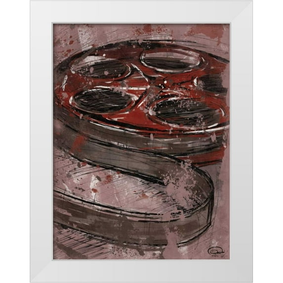 OnRei 19x24 White Modern Wood Framed Museum Art Print Titled - Cinema Red