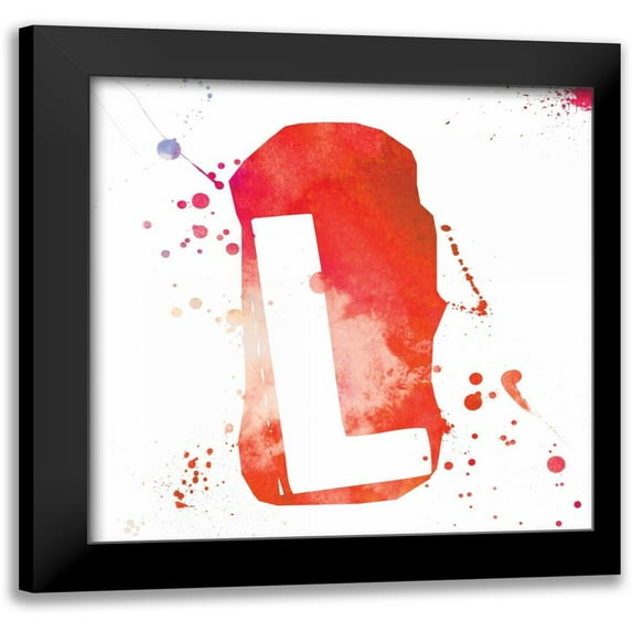OnRei 20x20 Black Modern Framed Museum Art Print Titled - Red L