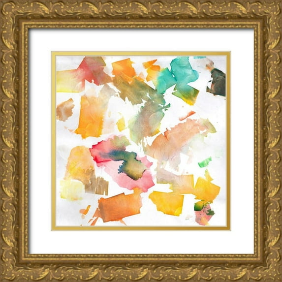 OnRei 20x20 Gold Ornate Wood Framed with Double Matting Museum Art Print Titled - Chaotic Squares