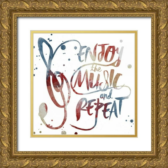 OnRei 20x20 Gold Ornate Wood Framed with Double Matting Museum Art Print Titled - Enjoy the Music