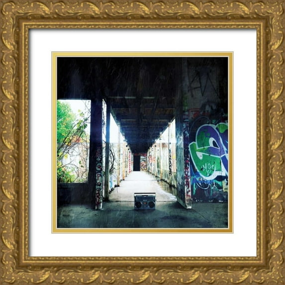 OnRei 20x20 Gold Ornate Wood Framed with Double Matting Museum Art Print Titled - Hallway Boom