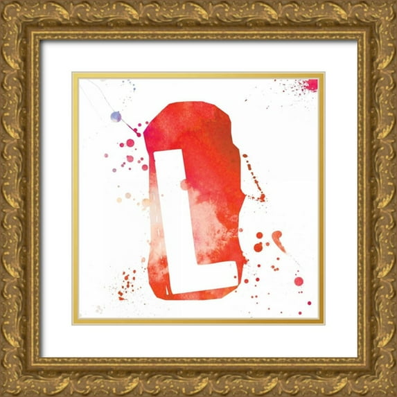 OnRei 20x20 Gold Ornate Wood Framed with Double Matting Museum Art Print Titled - Red L