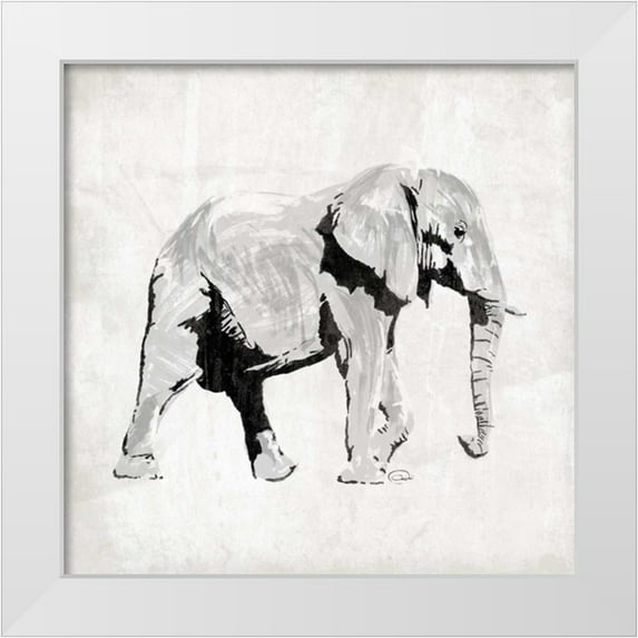 OnRei 20x20 White Modern Wood Framed Museum Art Print Titled - Elephant