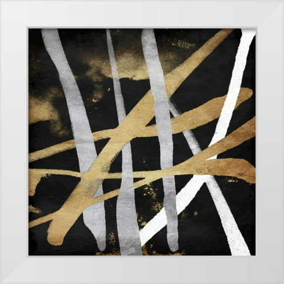 OnRei 20x20 White Modern Wood Framed Museum Art Print Titled - Golden Links