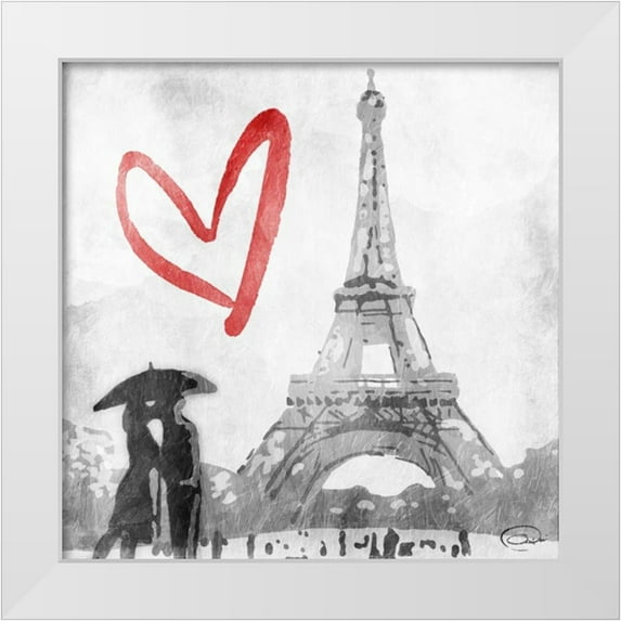 OnRei 20x20 White Modern Wood Framed Museum Art Print Titled - Love In Paris