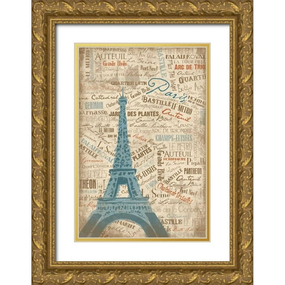 OnRei 23x32 Gold Ornate Wood Framed with Double Matting Museum Art Print Titled - PARIS LOVE