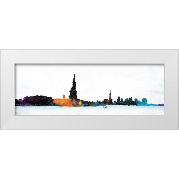 OnRei 24x11 White Modern Wood Framed Museum Art Print Titled - NY Graph State Of Mind
