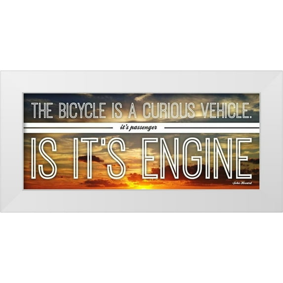 OnRei 24x12 White Modern Wood Framed Museum Art Print Titled - Bicycle
