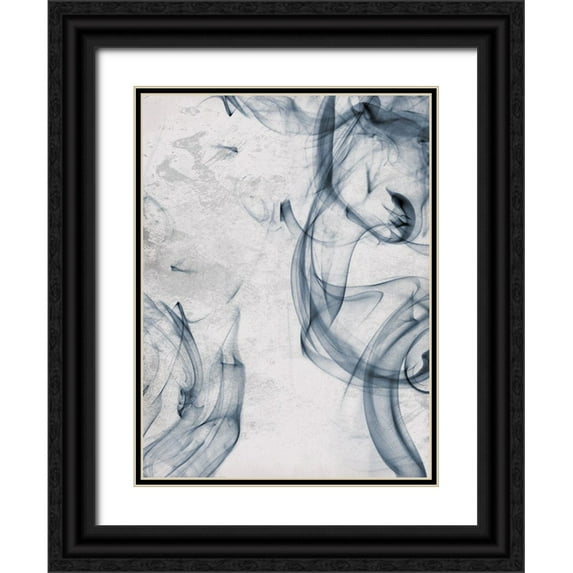 OnRei 25x32 Black Ornate Wood Framed with Double Matting Museum Art Print Titled - Blue Smoke