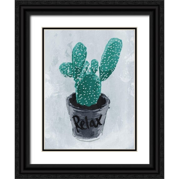 OnRei 25x32 Black Ornate Wood Framed with Double Matting Museum Art Print Titled - Relax Plant