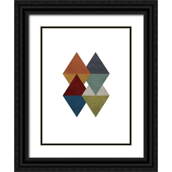 OnRei 25x32 Black Ornate Wood Framed with Double Matting Museum Art Print Titled - Triangle Overlay Fall