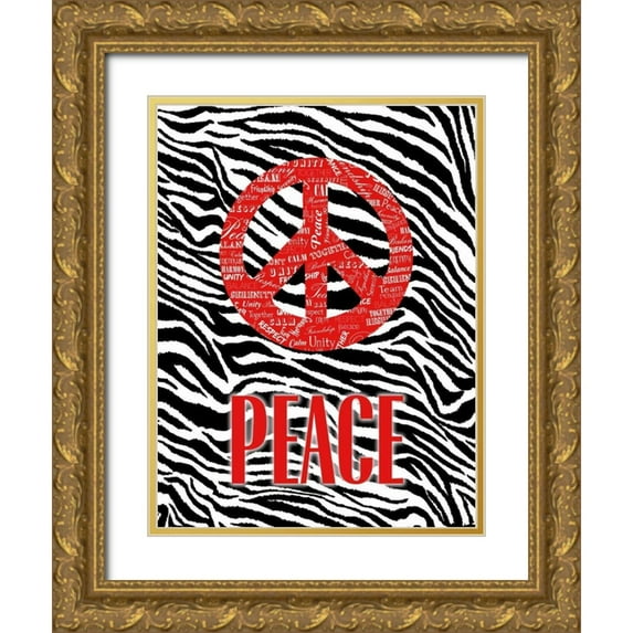 OnRei 25x32 Gold Ornate Wood Framed with Double Matting Museum Art Print Titled - JUNGLE PEACE