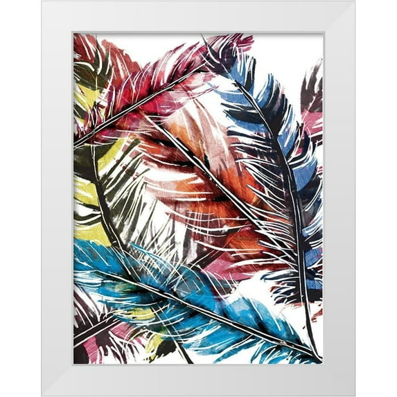 OnRei 25x32 White Modern Wood Framed Museum Art Print Titled - Feather Mix