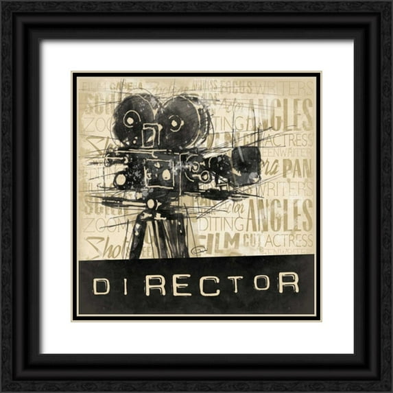 OnRei 26x26 Black Ornate Wood Framed with Double Matting Museum Art Print Titled - Director