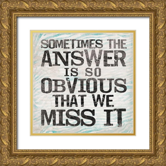 OnRei 26x26 Gold Ornate Wood Framed with Double Matting Museum Art Print Titled - Answer1