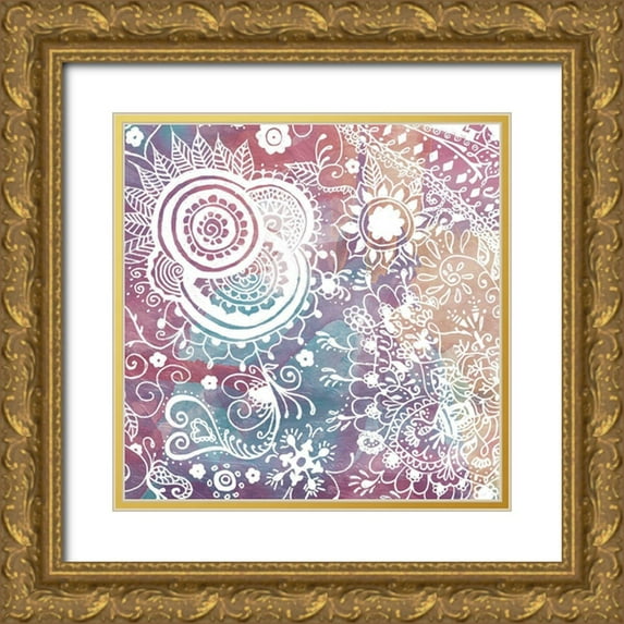 OnRei 26x26 Gold Ornate Wood Framed with Double Matting Museum Art Print Titled - Maze Of Henna Mate