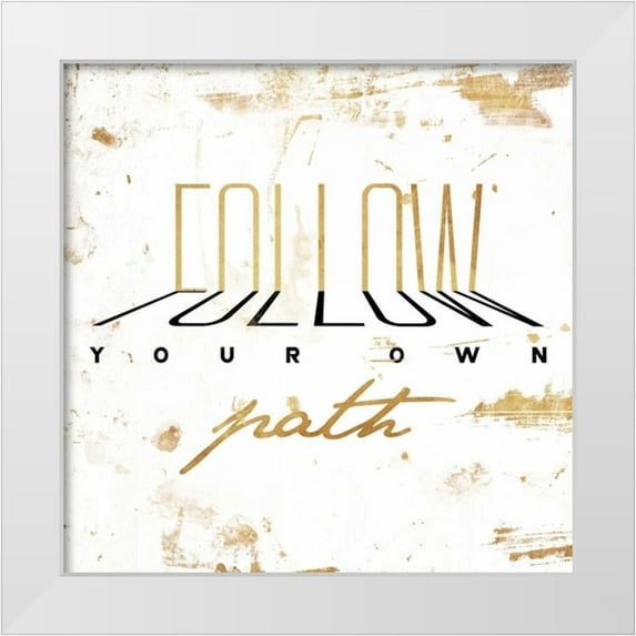 OnRei 26x26 White Modern Wood Framed Museum Art Print Titled - Follow Gold