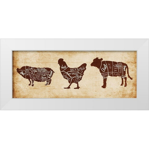 OnRei 32x15 White Modern Wood Framed Museum Art Print Titled - Farm Cuts