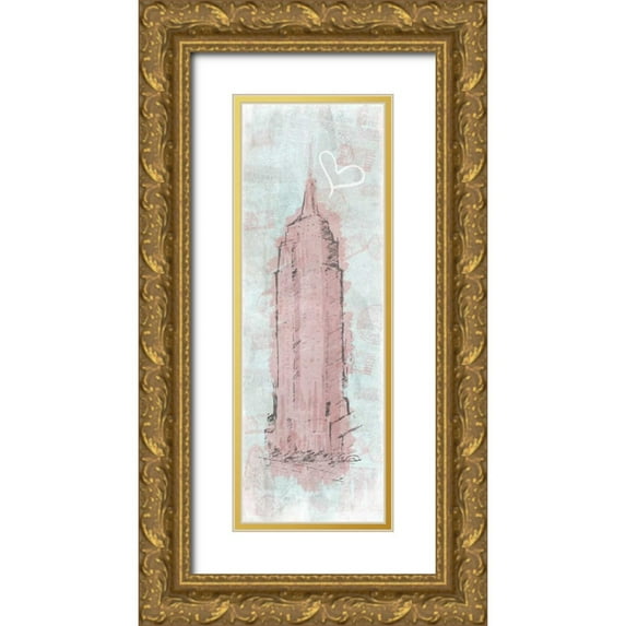 OnRei 7x14 Gold Ornate Wood Framed with Double Matting Museum Art Print Titled - Romatic Empire