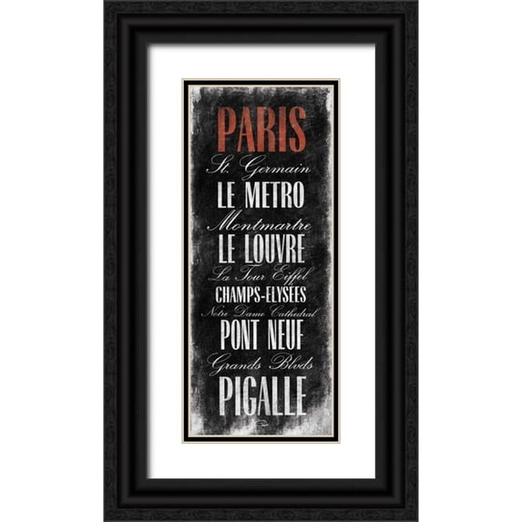 OnRei 8x14 Black Ornate Wood Framed with Double Matting Museum Art Print Titled - Paris B3