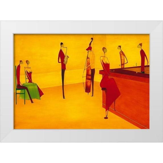 Ona 14x11 White Modern Wood Framed Museum Art Print Titled - Bar Jazz