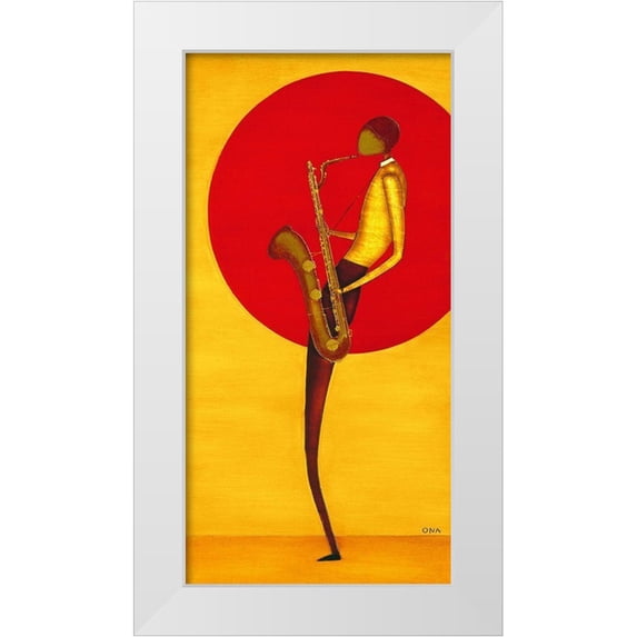 Ona 14x24 White Modern Wood Framed Museum Art Print Titled - Jazz Man II