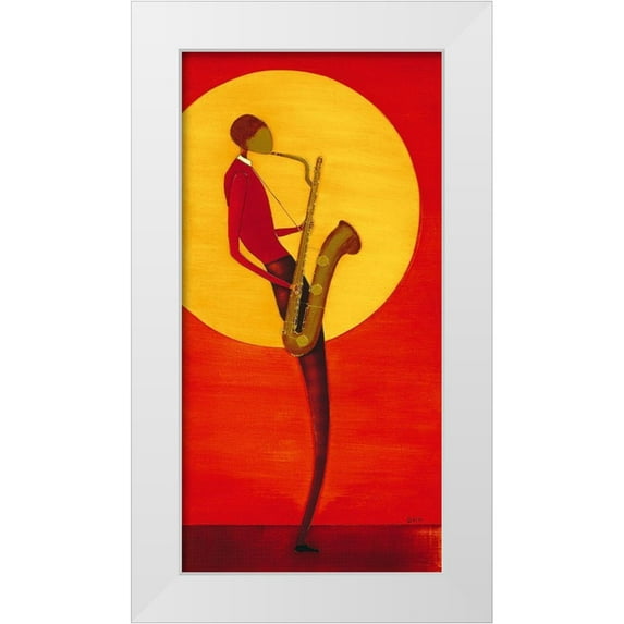 Ona 9x14 White Modern Wood Framed Museum Art Print Titled - Jazz Man I