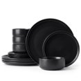 thumbnail image 1 of Onader 12 Piece Dinnerware Sets, Plates and Bowls Set for 4, Premium Stoneware Dishes Sets for Home Restaurant, Dishwasher & Microwave Safe - Matte Black, 1 of 9