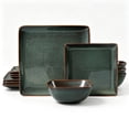 thumbnail image 1 of Onader 12 Piece Dinnerware Sets, Reactive Glaze Plates and Bowls Set for 4, Dishes Sets Serve for Steak Salad Soup, Scratch Resistant & Microwave Safe, Blackish Green, 1 of 9