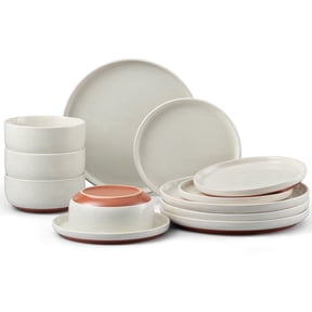 Onader 12-Piece Dinnerware Sets, Plates and Bowls Set for 4, Stoneware Dishware for Home Restaurant, Dishwasher & Microwave Safe, Speckled White