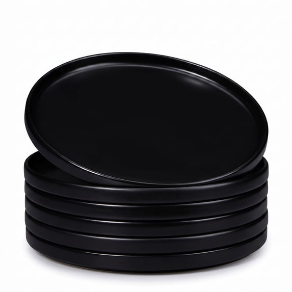 Onader 6 Piece Dinner Plates, 10.43 inch Large Dishes Set for Home Kitchen, Premium Plates for Salad Steak Dessert Fruit and Pasta, Microwave & Dishwasher Safe, Matte Black