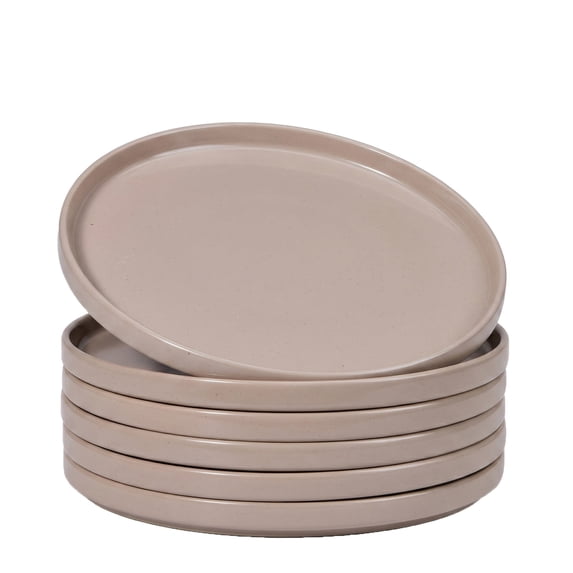 Onader 6 Piece Dinner Plates, 10.43 inch Large Dishes Set for Home Kitchen, Speckled Serving Plates for Salad Steak Dessert Fruit and Pasta, Microwave & Dishwasher Safe, Cappuccino Brown