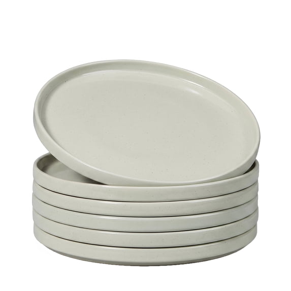 Onader 6 Piece Dinner Plates, 10.43 inch Large Dishes Set for Home Kitchen, Speckled Serving Plates for Salad Steak Dessert Fruit and Pasta, Microwave & Dishwasher Safe, Light Green