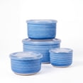 thumbnail image 1 of Onader 8 Piece Serving Bowls with Lid, Ceramic Mixing Bowls Set of 4, Food Storage Container for Soup Salad Meat Pasta Cereal Leftover, Microwave & Dishwasher Safe -Blue, 1 of 10