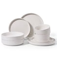 thumbnail image 1 of Onader 8-Piece Stoneware Dinnerware Set, Speckled Plates and Bowls Sets for Restaurant Microwave & Dishwasher Safe, Speckle White, 1 of 9
