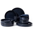 thumbnail image 1 of Onader 8-Piece Stoneware Dinnerware Set, Striped Reactive Glaze Plates and Bowls Sets for Restaurant, Starry Blue, 1 of 9