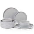 thumbnail image 1 of Onader 8-Piece Stoneware Dinnerware Set, High-Quality Handcrafted Plates and Bowls for Restaurant, Microwave & Dishwasher Safe - Light Gray, 1 of 7