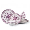 thumbnail image 1 of Onader 12 Piece Tableware Set, Rose Floral Dinnerware Set for 4, Ceramic Plates and Bowls Sets for Home Kitchen Restaurant, Scratch Resistant & Microwave Safe, Purple, 1 of 9
