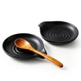 thumbnail image 1 of Onader 2-Piece Spoon Rest, 5" Ceramic Spoon Holder for Kitchen Utensils Soup Ladle Slotted Turner Spatula, Cooking Utensil Rest for Kitchen Countertop, Matte Black, 1 of 10
