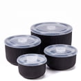 thumbnail image 1 of Onader 8-Piece Ceramic Bowls with Lid, Mixing Bowls Set of 4 for Kitchen Meal Prep Food Storage Leftover, Stoneware Serving Bowl for Cooking Baking, Matte Black, 1 of 11