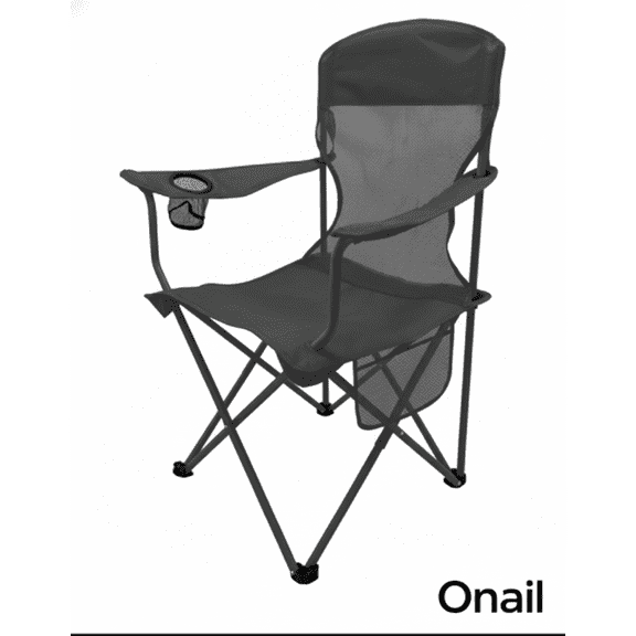 Onail Folding Camping Chair – 300 lbs, Lightweight Portable Outdoor Chair with Cup Holder & Side Pocket for Beach, Park, Tailgate – Black
