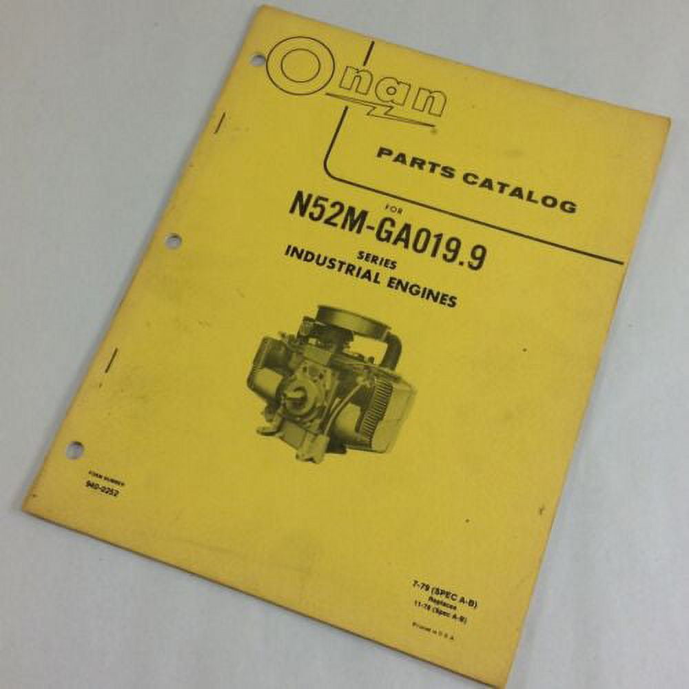 Onan N52MGa019.9 Series Industrial Engines Parts Catalog List Exploded