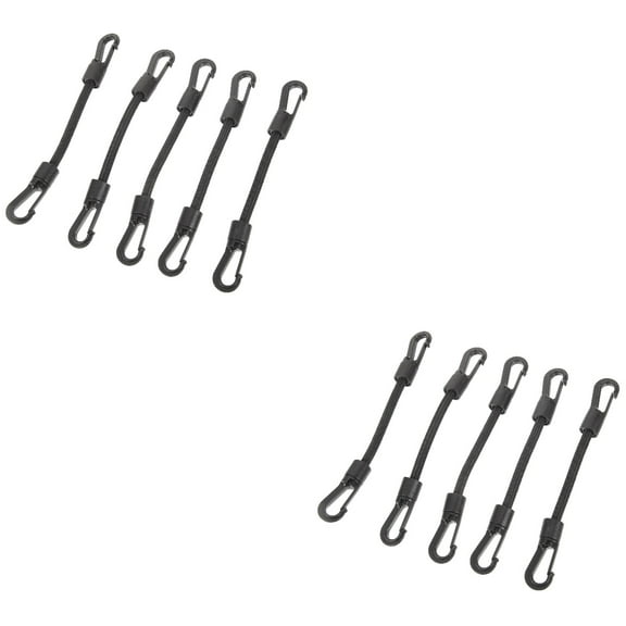 Onaparter 10 Pcs Elastic String Hook Heavy Duty Bungee Cords Small Rope Multi-use Tie down Strap Kayak Buckle Tarp Hooks Outdoor Black