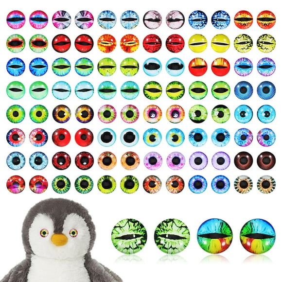 Onaparter 100 Pcs Simulated Animal Eyes Craft Dolls Safety For Crafts Stuffed Animals Crochet Hook As Shown