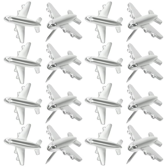 Onaparter 12 Pcs Aircraft Pushpin Hook Toy Airplane Decorative Thumb Tacks Map Thumbnails for Cork Board Thumbtacks Miss Travel Silver